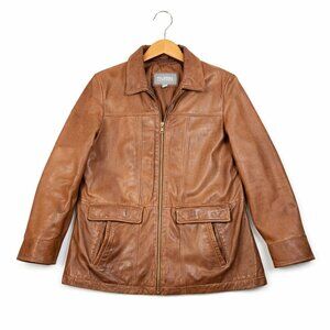 Wilsons Leather Jacket Men's Large Soft Brown Western Chore Coat Quilt Lined